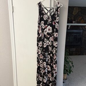 Maurices Floral Maxi Dress with Crisscross Back